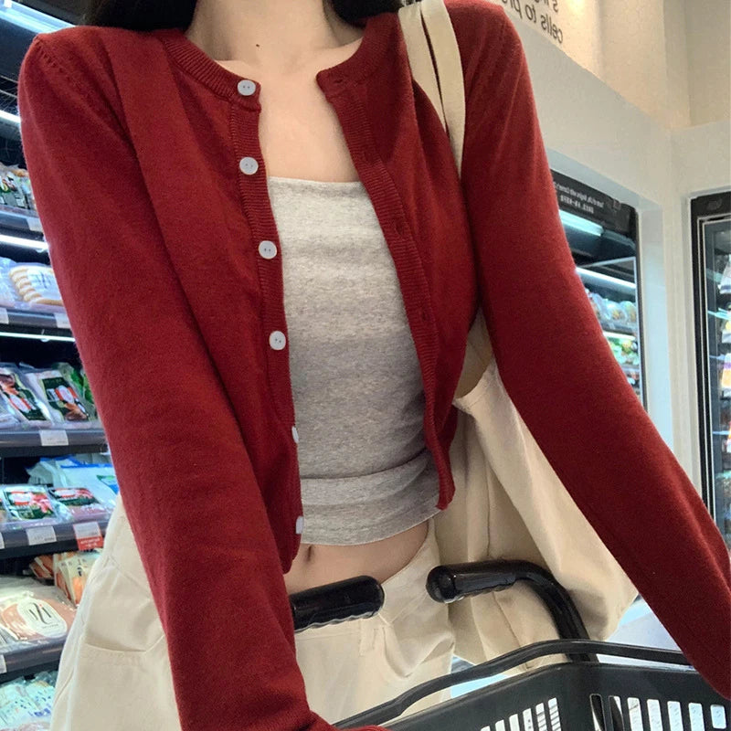 Cropped Knit Cardigan